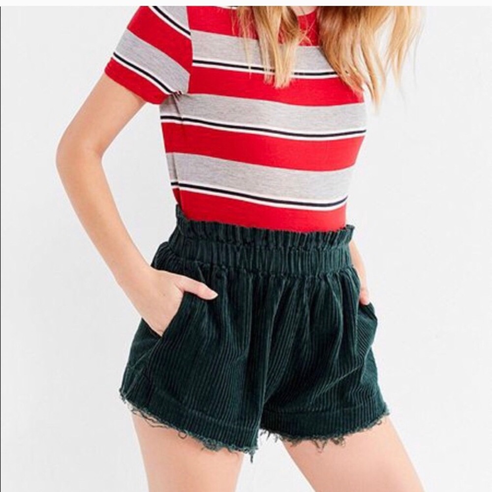Urban Outfitters green corduroy frayed shorts S